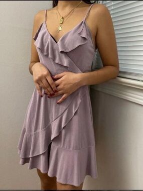 Lavender Ruffle Slip Dress - Women